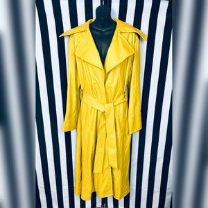 NYNNE Robyn Leather Trench Coat in Yellow